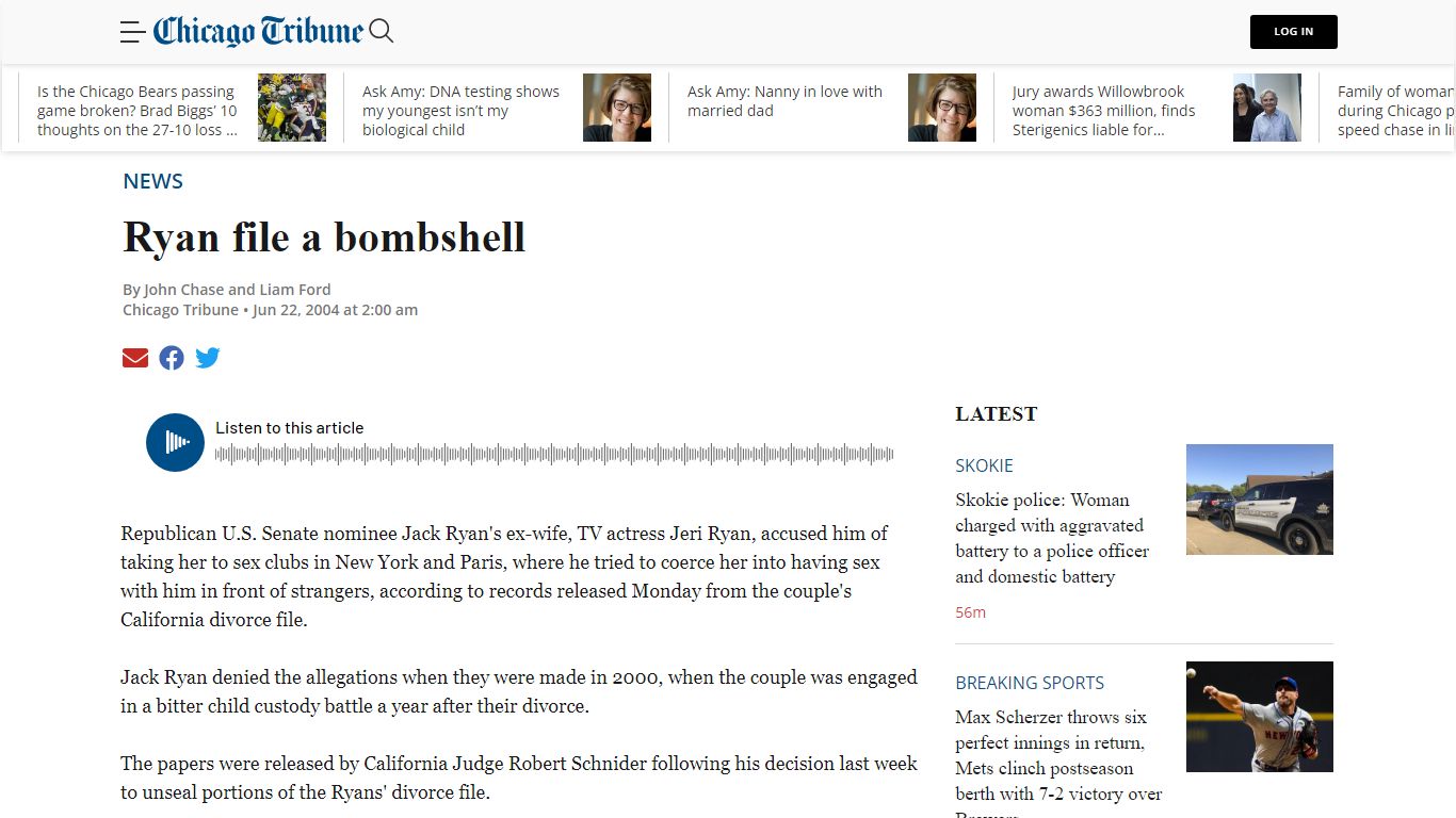 Ryan file a bombshell – Chicago Tribune
