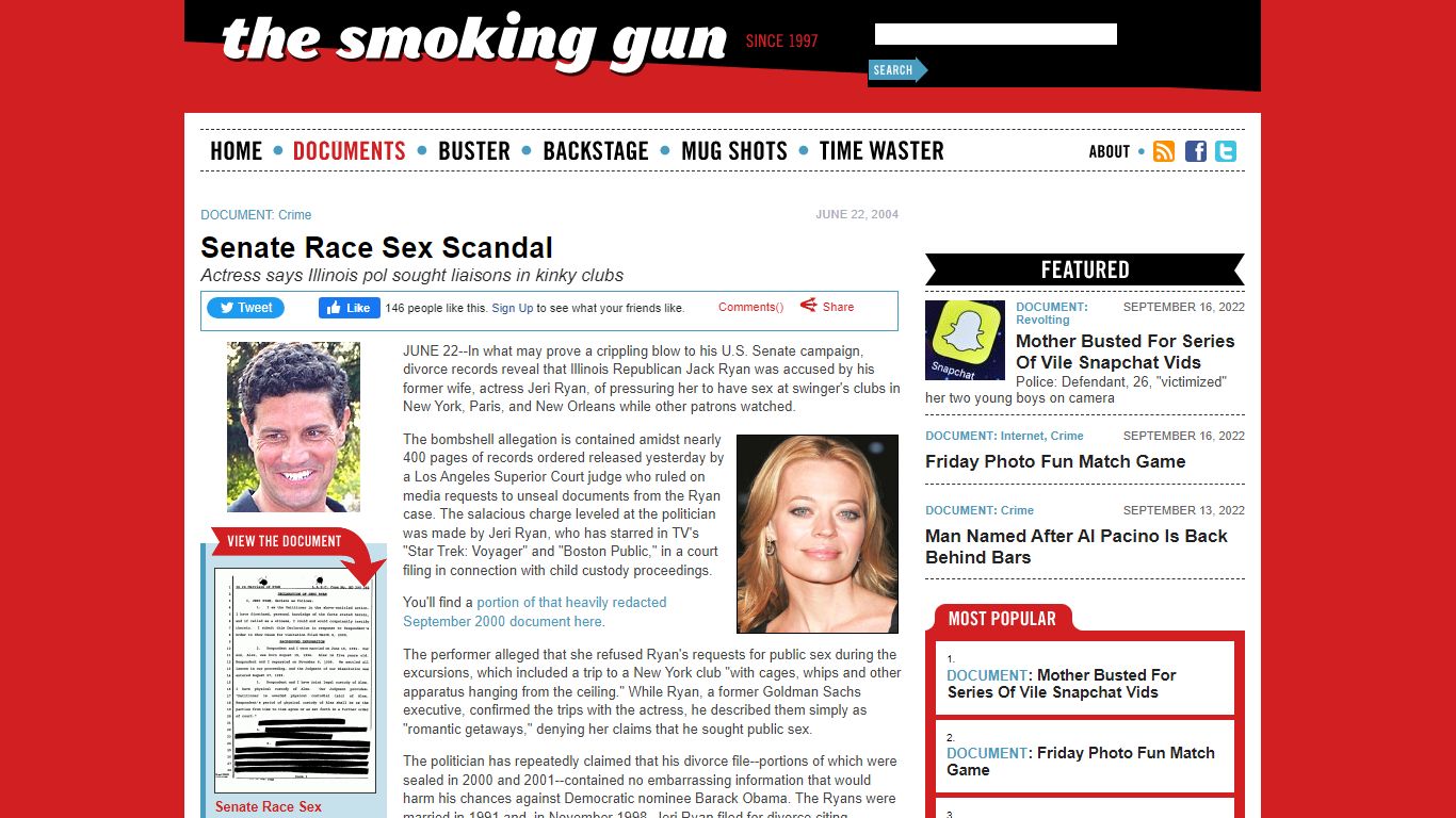 Senate Race Sex Scandal | The Smoking Gun